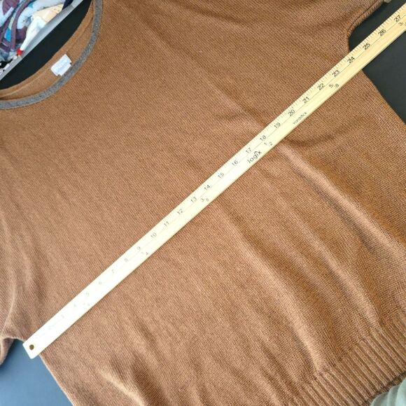 Chicos Brown Beaded Linen Blend Short Sleeve Sweater 2 Large - Picture 9 of 12